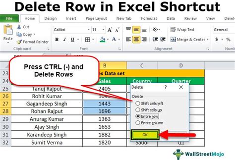 how to delete extra rows in excel shortcut
