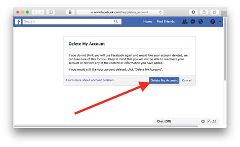 how to delete fb account permanently from mobile browser