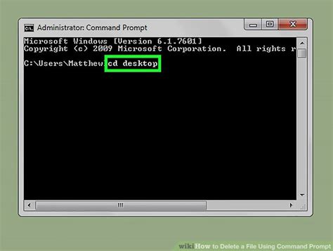 how to delete file in command prompt windows 10