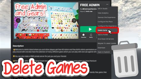 how to delete games on roblox studio