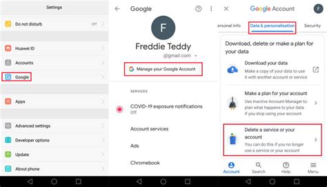 how to delete gmail account on android tablet
