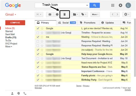 how to delete gmail messages by date
