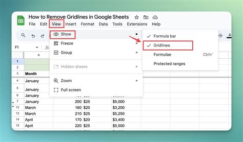 how to delete grid lines in google sheets