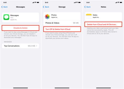 how to delete icloud data