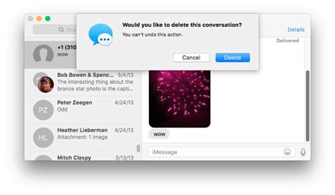 how to delete imessage on mac