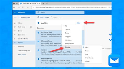 how to delete large emails in outlook