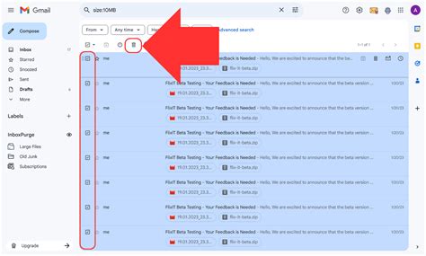 how to delete large number of gmail emails