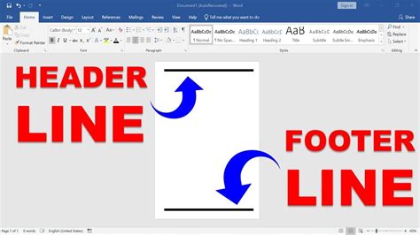 how to delete line in header and footer word