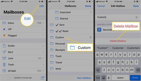 how to delete mailbox folders