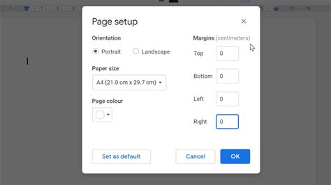 how to delete margins on google docs