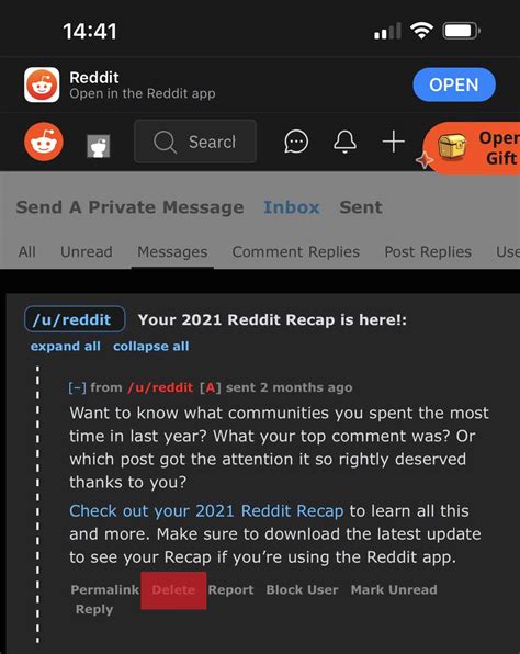how to delete messages in inbox on reddit