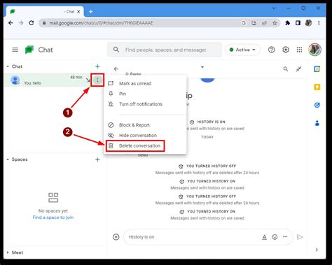 how to delete msg in google chat