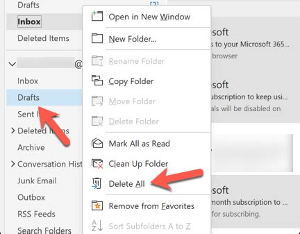 how to delete multiple emails from outlook inbox