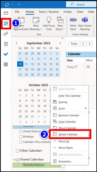 How To Delete Multiple Shared Calendars In Outlook