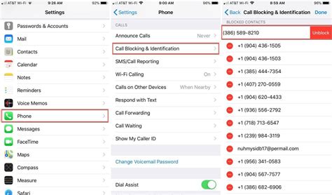 how to delete numbers from blocked list on iphone
