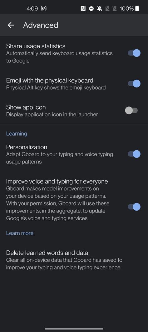 how to delete predictive text on android