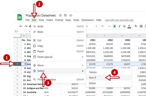 how to delete row in google sheets macbook