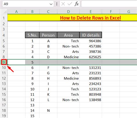 how to delete rows in excel and move up