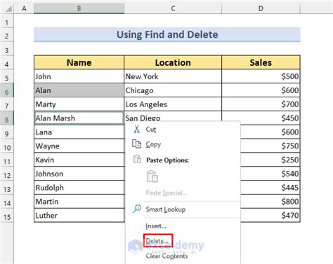 how to delete rows with a certain word in excel