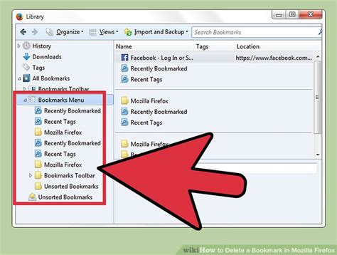 how to delete saved bookmarks in firefox