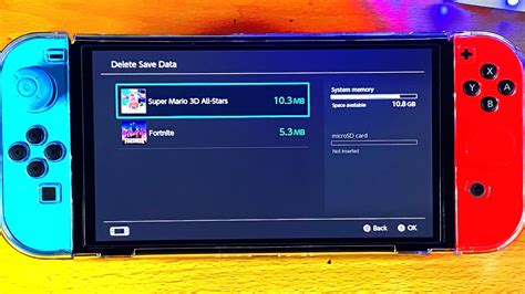how to delete saved data on switch lite