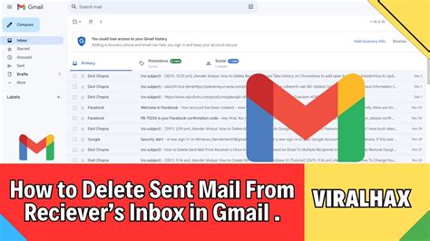 how to delete sent mail from receiver's inbox gmail