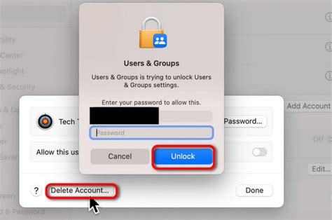 how to delete standard user on mac