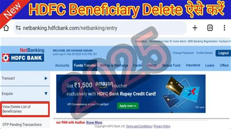 how to delete standing instruction in hdfc netbanking