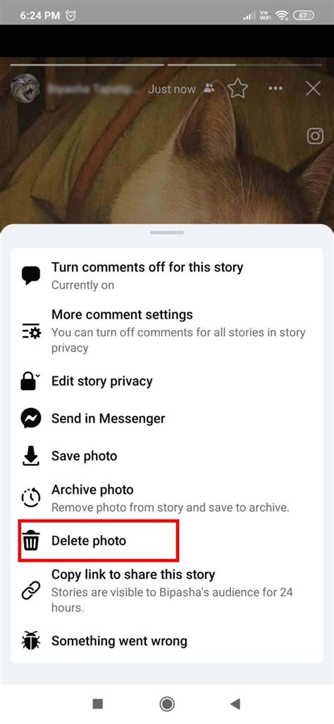 how to delete story from facebook on android
