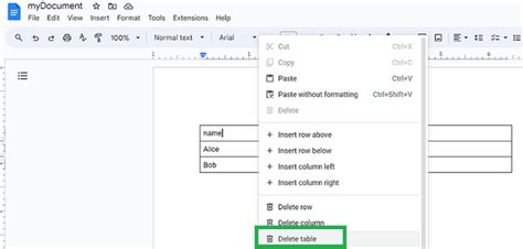 how to delete tabs on docs mobile