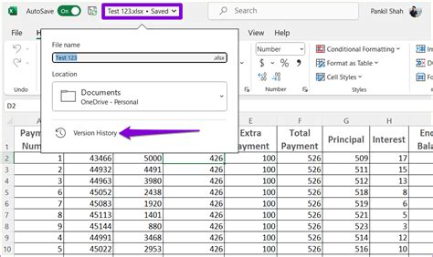 how to delete version history in excel