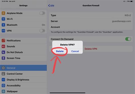 how to delete vpn in my iphone