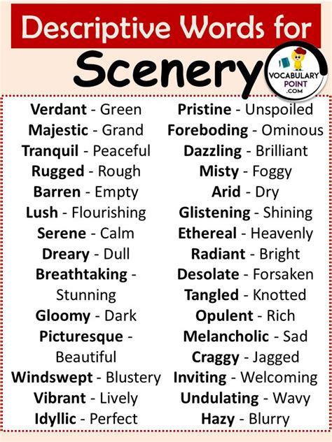 how to describe scenery in writing examples