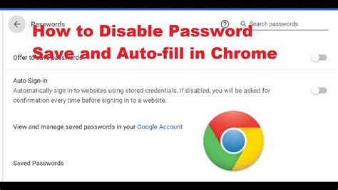 how to disable auto save password in google chrome