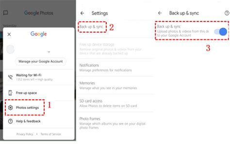 how to disable backup and sync from google photos