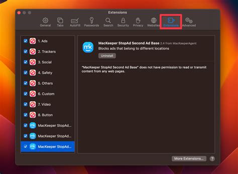 how to disable browser extensions on mac