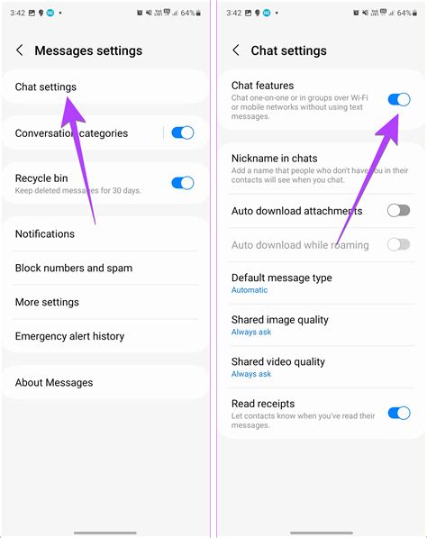 how to disable chat messages on android