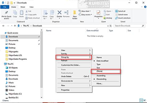 How To Disable Groups In File Explorer