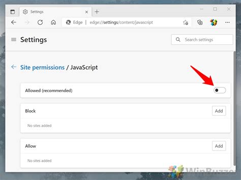 how to disable javascript on edge