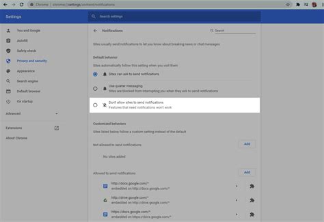 how to disable notifications on google chrome browser
