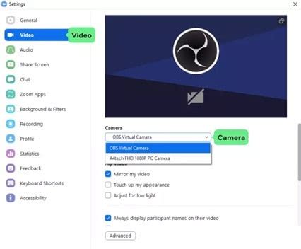 how to disable obs virtual camera on messenger