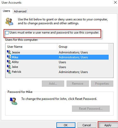 how to disable password in windows 10 startup