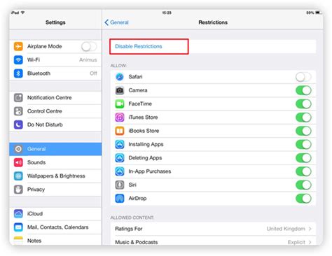 how to disable restrictions on ipad without passcode