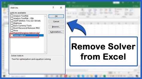 how to disable solver in excel