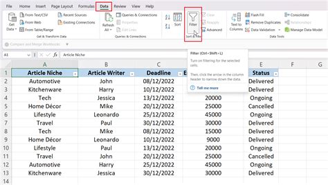 how to disable sort and filter in excel