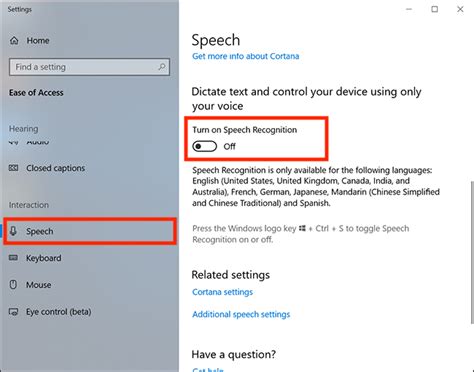 how to disable speech to text windows 10