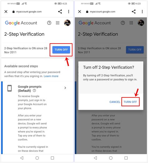 how to disable two step verification in gmail without signing