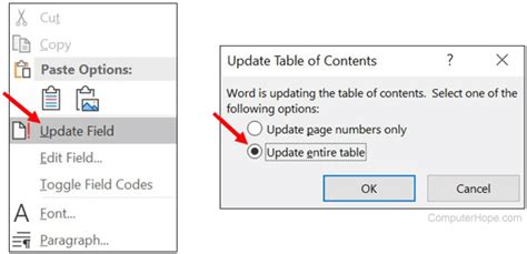 How To Disable Update Table Of Contents In Word