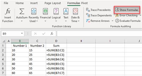 how to display and print formulas in excel