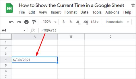 how to display current time in google sheets